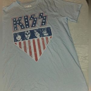 Kiss Light Blue American Flag Graphic MENS L